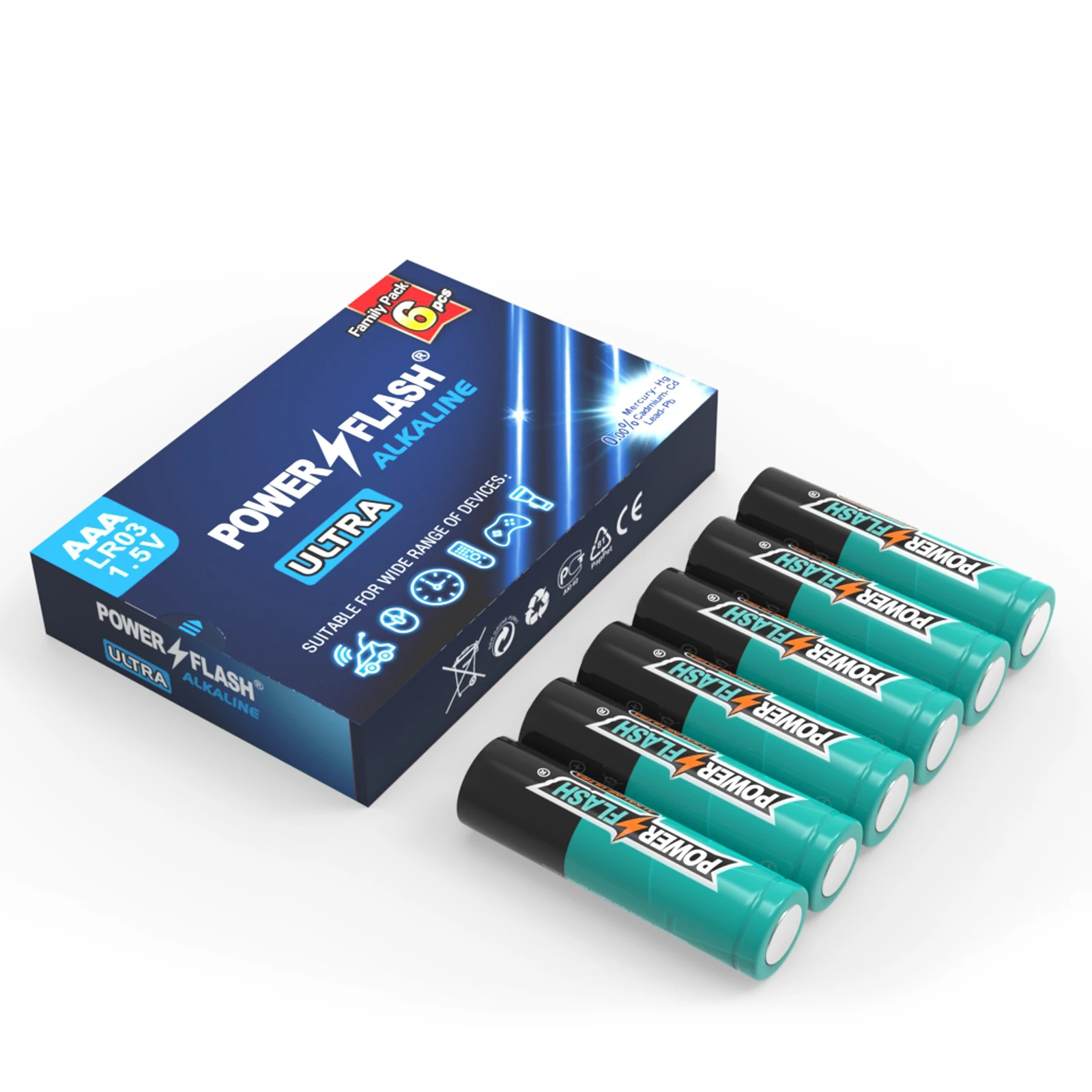 HUATAI PowerFlash AAA 120 pcs Alkaline Long-Lasting Batteries for Home Work