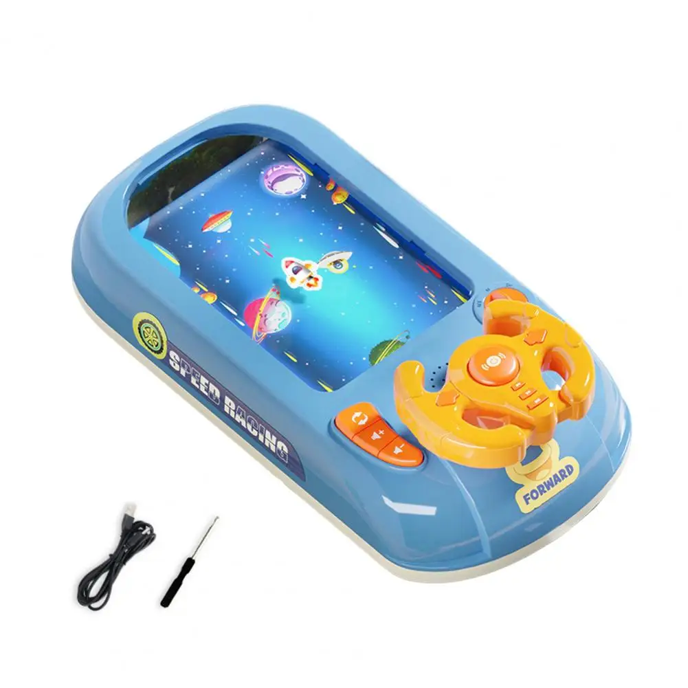 Kids Driving Simulator Toy 200 Levels Adjustable Steering Wheel Toy Toddlers Interactive Pretend Driving Car Racing Board Game