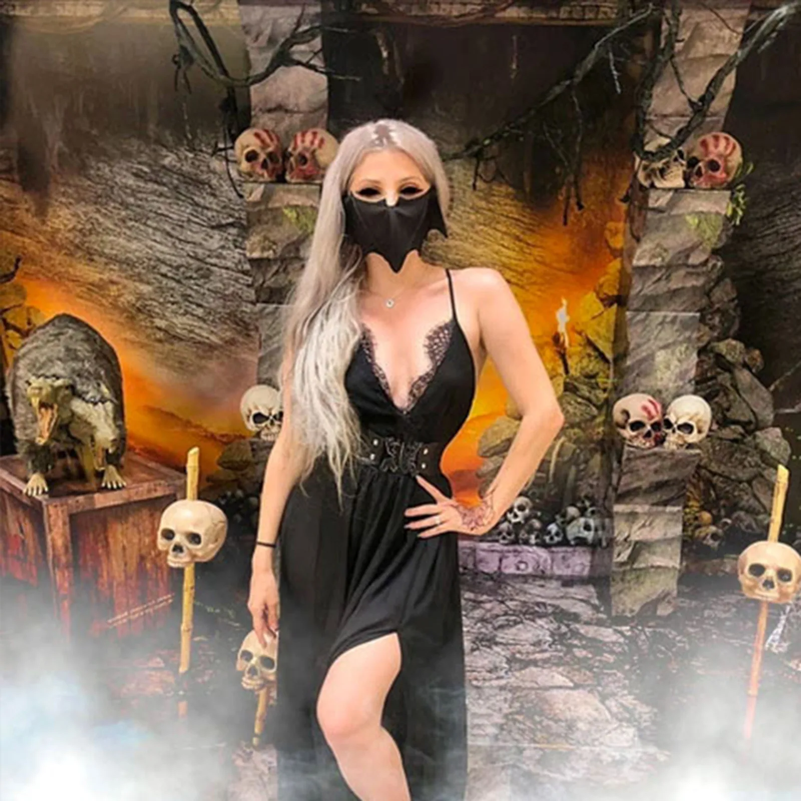 Unisex Men Women Face Mask Queer Cool Washable Role Playing Mask Trendy Windproof Dustproof Bat Halloween Dressing Masks