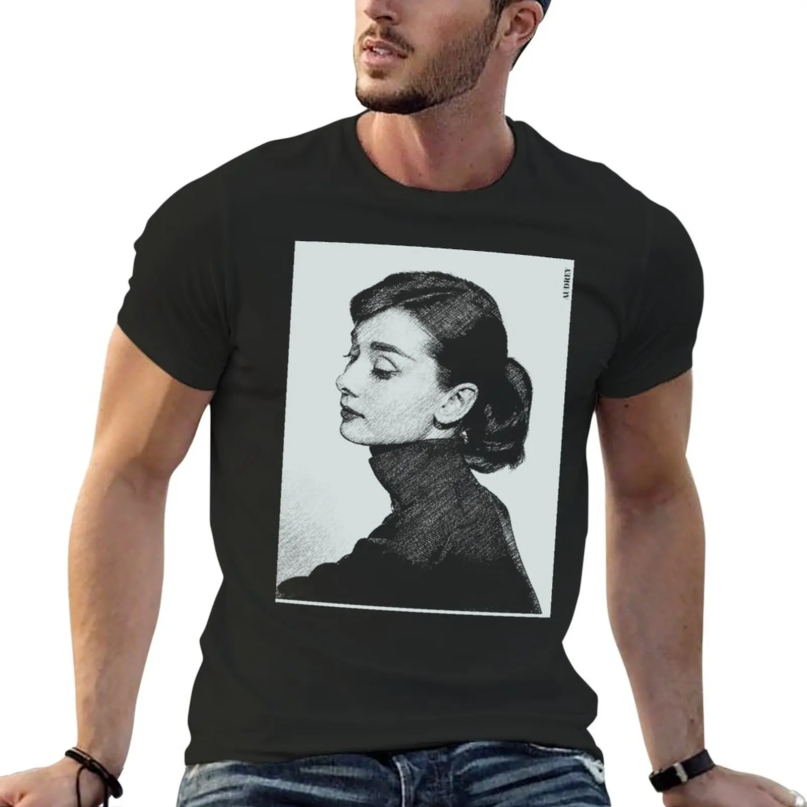 

New Audrey Hepburn in halftone T-Shirt plain t-shirt t-shirts man boys white t shirts oversized t shirt men graphic t shirts