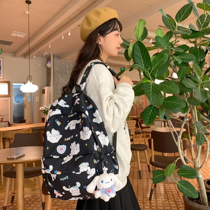 산리오 애니메이션 시나모롤 여고생 학교 가방, 중학생 배낭, 카와이 대용량 방수 배낭, 여행 가방
