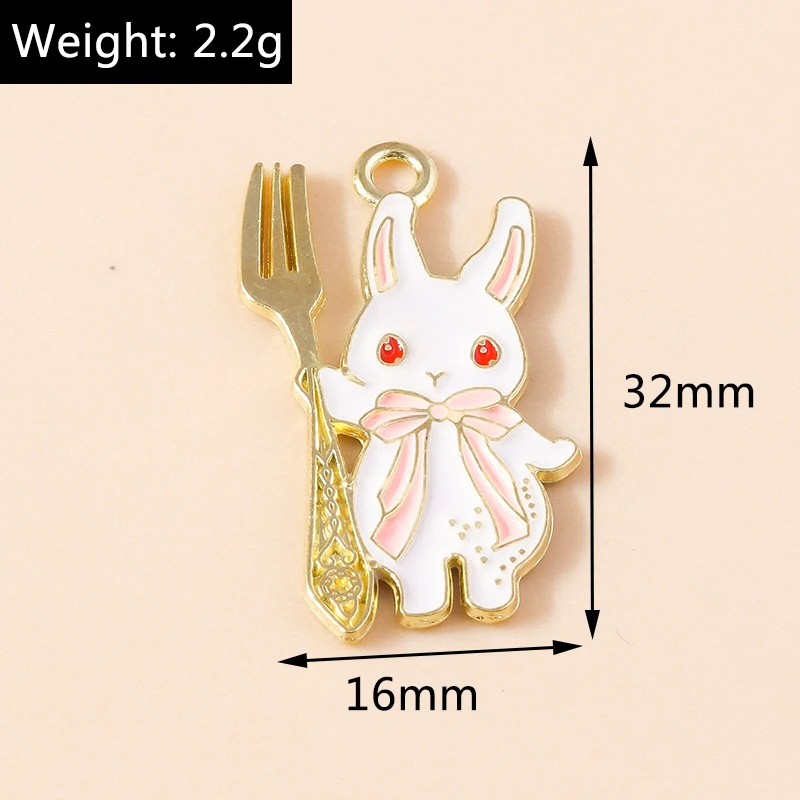 Leslie 10 Stück Emaille Tier Charms Bär Pinguin Fisch Kaninchen Katze Anhänger für Schmuckherstellung DIY Halskette Ohrring Schmucksuche – Detail 7