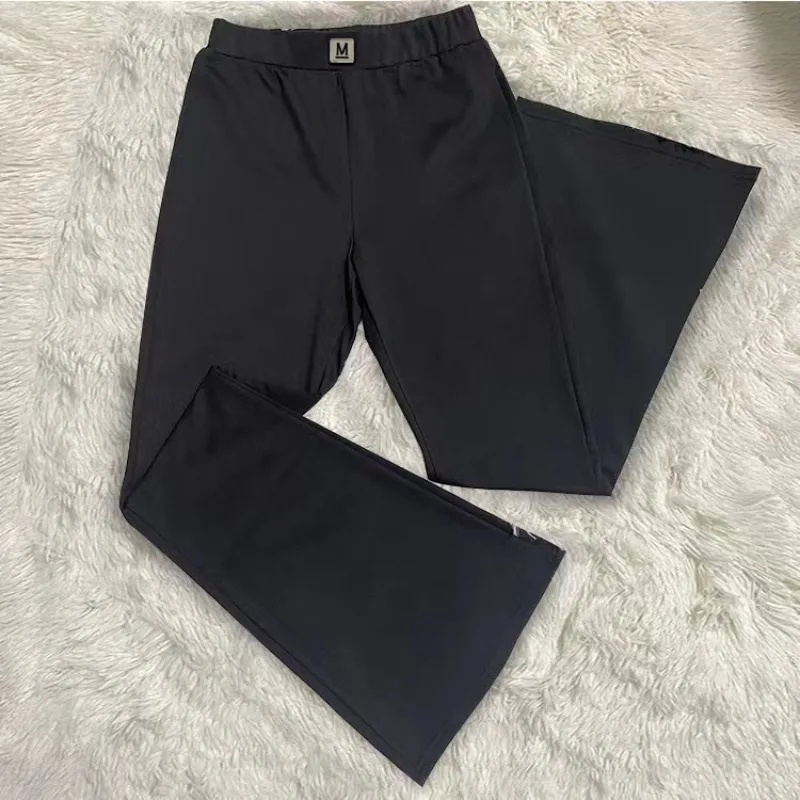 Spring and Summer Solid Color Casual Pants Women's Fashion Slim Fit High Waisted Flared Pants Thin