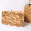 1pcs 9.8/11inch Autumn Rattan Handbag Forest Style Retro Literary Woven Basket Beach Bag Square Rattan Woven Bag Picnic Basket 2