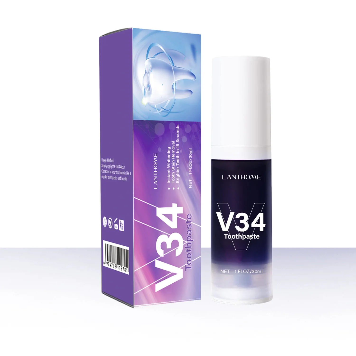 Teeth Whitening Product Teeth Whitening Essence Teeth Health Product Whitening Toothpaste Removal Plaque Stain Purple Corrector Enamel Care Reduce Yellowing Oral Clean