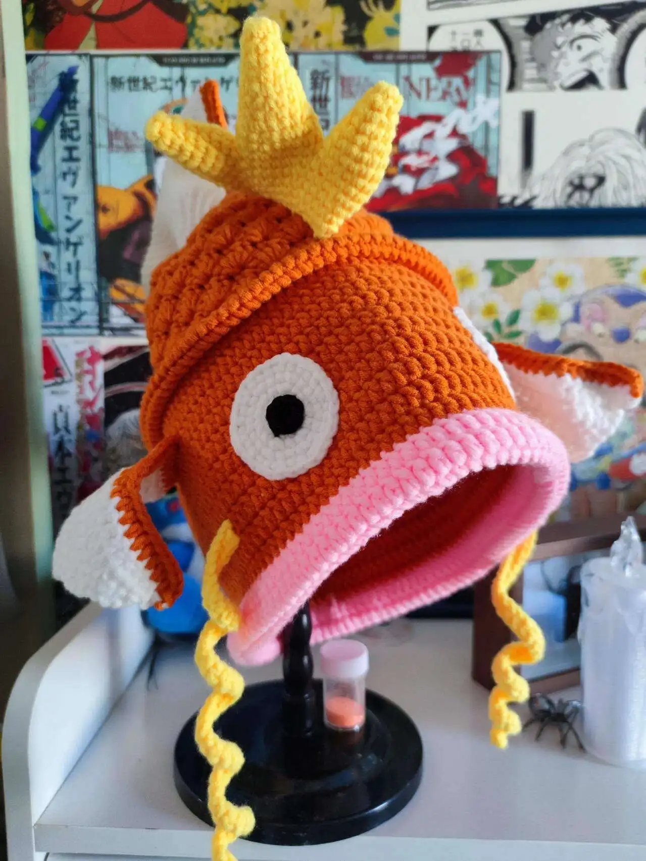수제 DIY 크로셰 재료 포장 잉어왕 모자 가을 겨울 추상적 귀여운 심심함 해소 수제 선물
