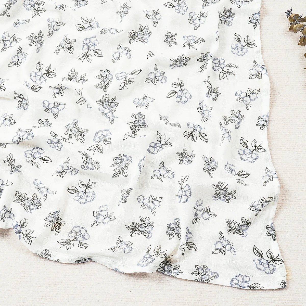 HappyFlute Nature Print Soft Muslin Bamboo Cotton Baby Wrap Nature Printed 120*110CM Newborn Multi-function Swaddle Blanket