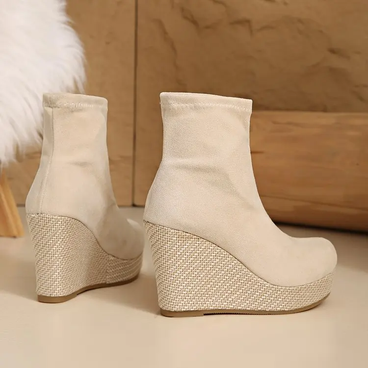Damen Stiefeletten Mit Plateau Und Keilabsatz Für Mehr Höhe_voghion.com