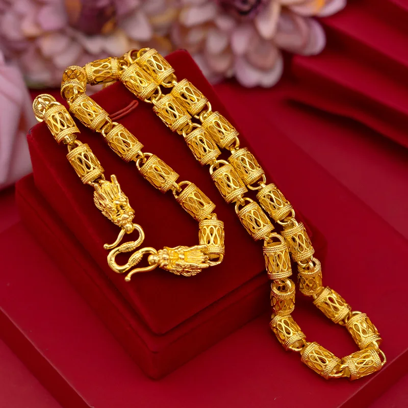24K Yellow Gold hollow Dragon Head Rope 