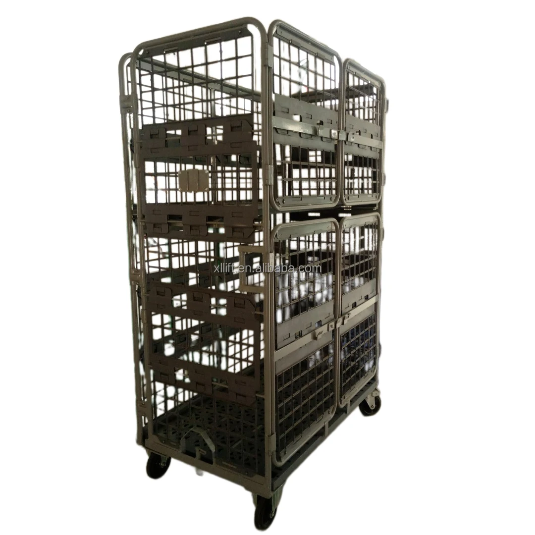 

Logistics industrial laundry folding warehouse container cage roll containers trolley with door