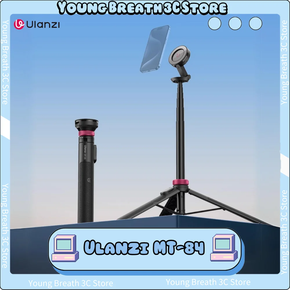 Selfie Stick Tripod Ulanzi MT-84 1.53M Magnetic Wireless Bluetooth Remote Phone Extension Tri Phone Live Streaming Vlog Custom