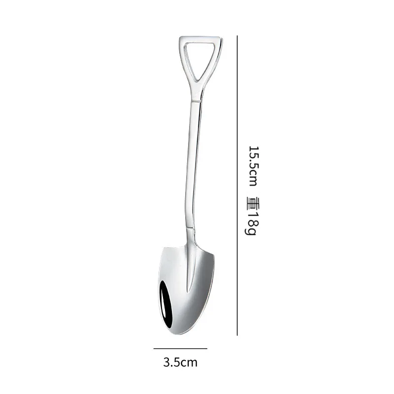 Shovel Spoons Stainless Steel TeaSpoons Creative Coffee Spoon for Ice cream Dessert Scoop Tableware Cutlery set 1/2/4pcs