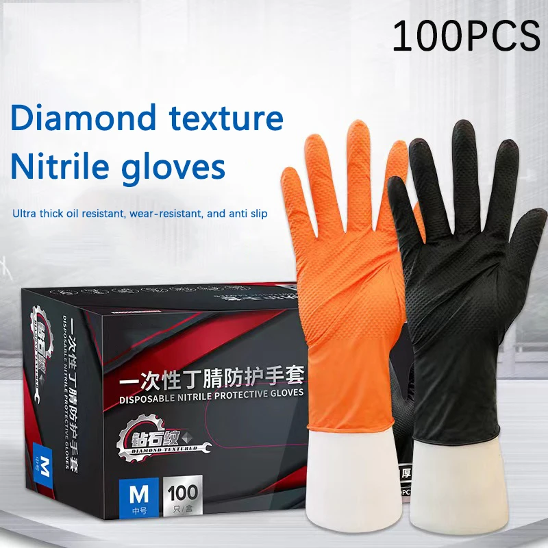 

Multi-purpose Nitrile Gloves Mechanic Industrial Waterproof Safety Work Gloves Diamond Non-slip Mechanics Repair Gloves