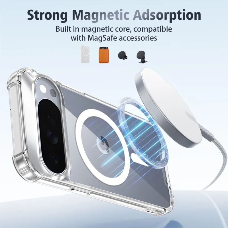 Luxury Magnetic Wireless Charging Shockproof Transparent Bumper Case Cover