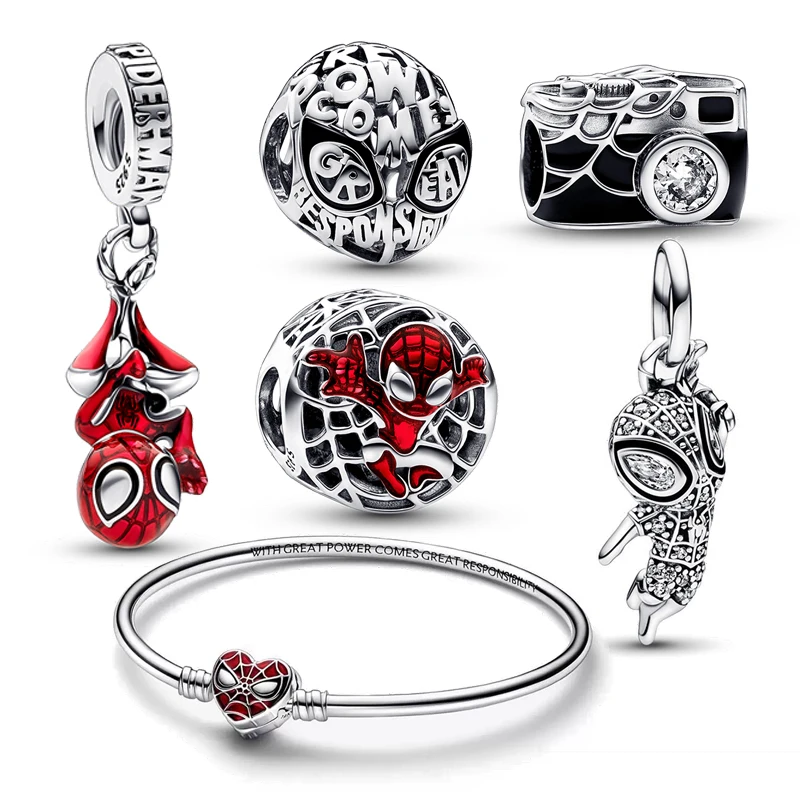 Disney Marvel Spider Man Charm Set Fit Original Pan Charms Bracelets