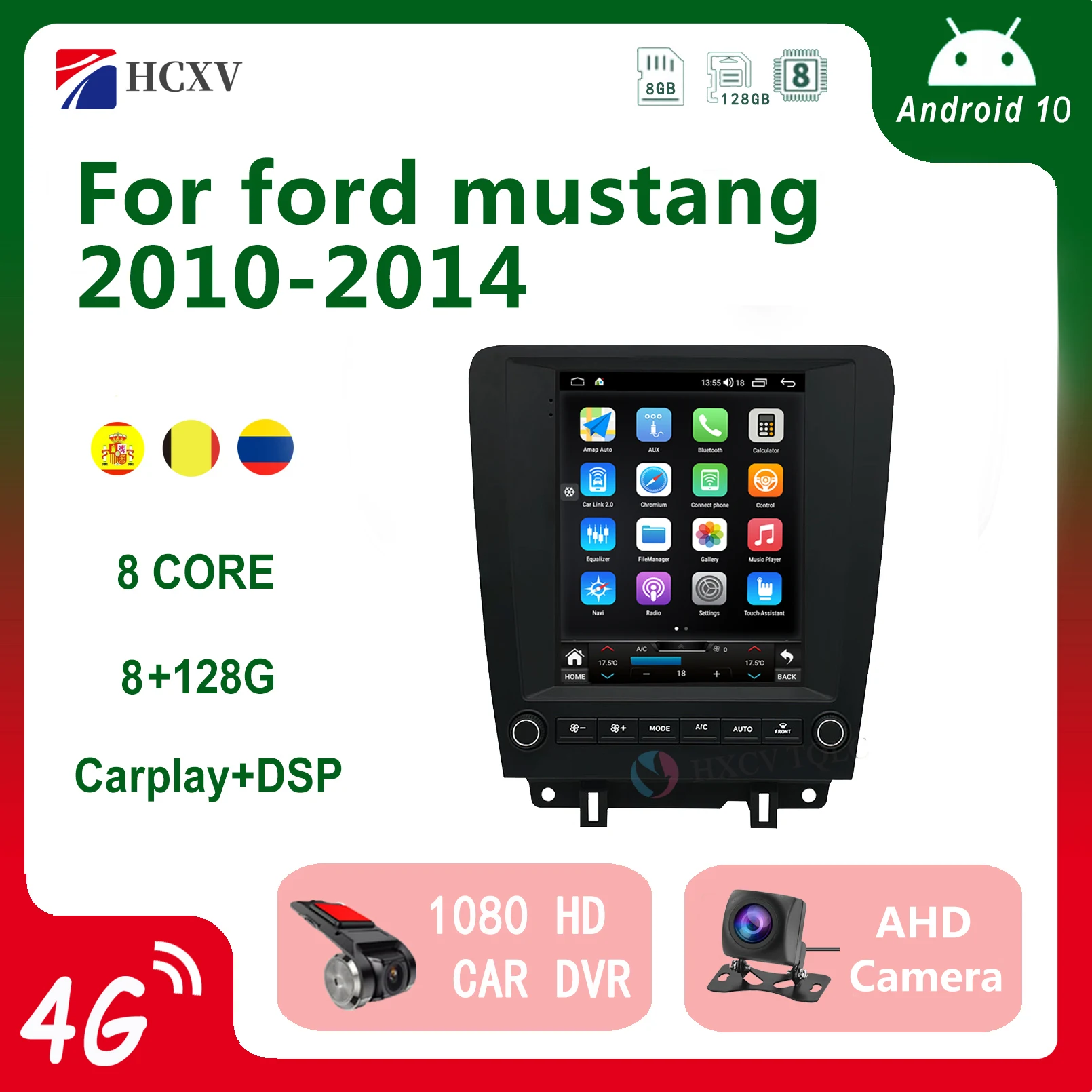 

Car GPS Navigation Android Tesla Style Vertical Screen For ford mustang 2010-2014 Car radio player with RDS Wifi 4G Carplay
