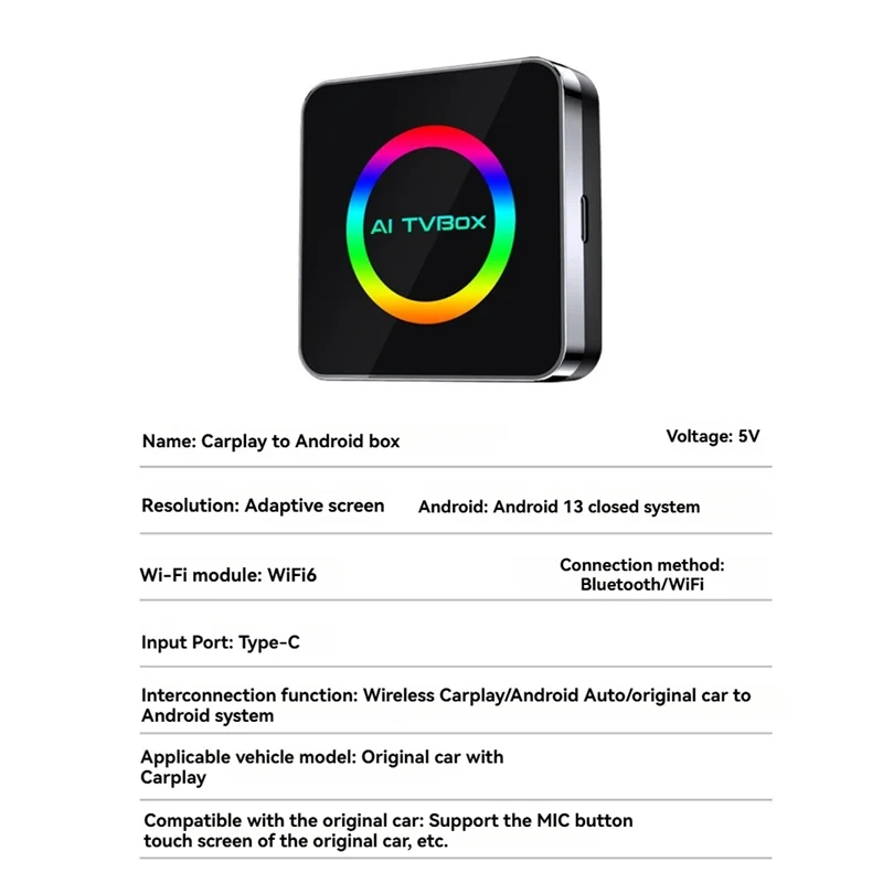 Android 13 Ai Tvbox Ai Box Carplay WIFI6 2G+32G Wireless