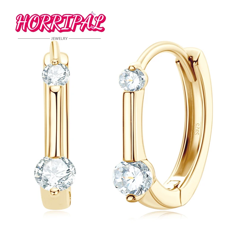 

HORRIPAL D VVS1 Moissanite Hoop Earrings S925 Sterling Silver 18k Gold Plated Sparkling Certified Fine Jewelry For Woman Girls