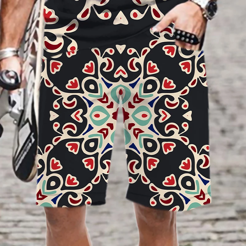 

Men's Shorts Summer Retro Lattice Men/Women Pattern Elastic Waist Casual Man Harajuku 3D Printed Mens Clothing Fashion Swimsuit
