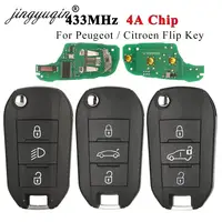 Jingyuqin 433MHz 4A HITAG AES ชิปรีโมท Van Car Flip Key สำหรับ Peugeot Expert 308 3008 2016 + citroen C4แคคตัส2014 + HU83