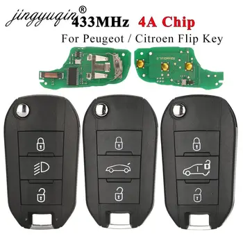 Keyforkess 433MHz 4A HITAG AES Chip Flip Remote Van Car Flip Key per Peugeot Expert 308 3008 2016 Citroen C4 Cactus 2014 HU83