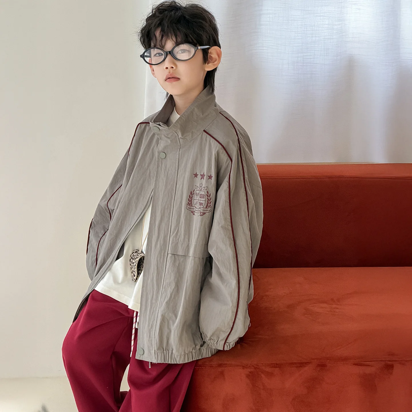 아동복 남아 코트 봄 한국 스타일 2025 신상 트렌디 패셔너블 핸섬 키즈 캐주얼 스포츠웨어 루즈 탑