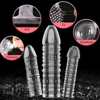 1PCS Transparent Penis Abdeckungen Extender männer Kristall Wolf Zahn Kondome Finger Cock Ring Erwachsene Sex Spielzeug Für Männliche längere Anhaltende 3