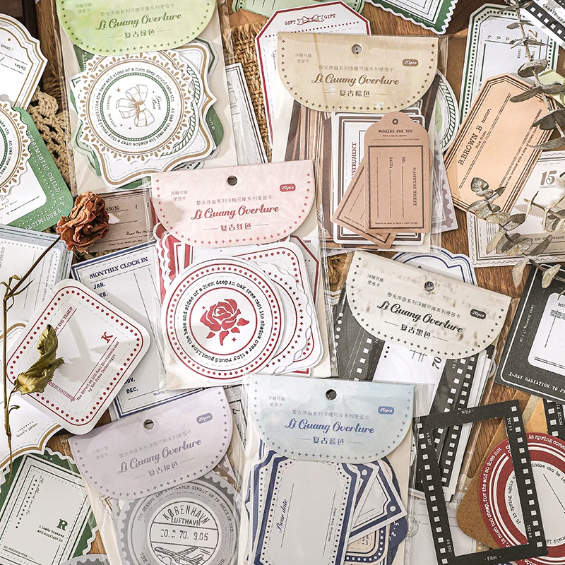 Journal GO 20pcs Vintage Memo Pads Paper DIY Scrapbooking School Stationery Art Collage Junk Journal Material Paper 3