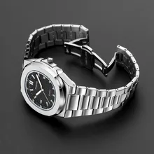 

TPOFHS with calendar luminous net red quartz men's watch simple waterproof steel belt nautilus watch men