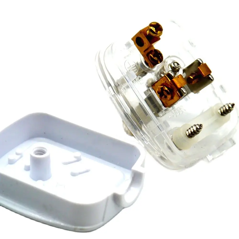 Enhanced White Detachable 3-Pole Inline Power Cord Plug - 250V Industrial Locking Design