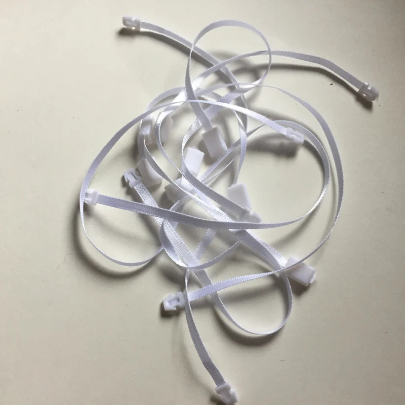 Description Picture 5 of item1000pcs Silk Ribbon Tag Seal Garment Tags Hang String plastic Snap Lock Pin Loop Fastener Hook Ties Accessories Whole L=17CM