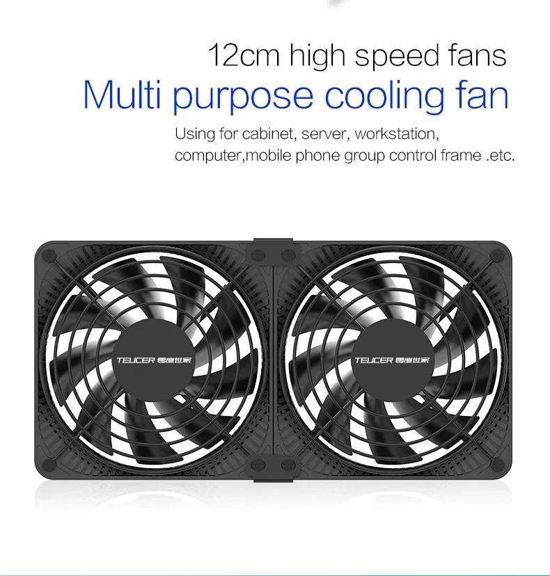 Description Picture 4 of itemTEUCER 3000RPM 120MM Large Air Volume 220V Btc Mining Machine Workstation Cabinet Server Case Cooling System Fan with Adapter