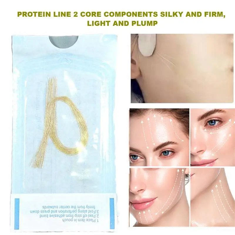 60pcs 24K No Needle Gold Protein Line Absorbable Anti-wrinkle Face Filler Lift Firming Collagen Thread Anti-Aging Facial Ser