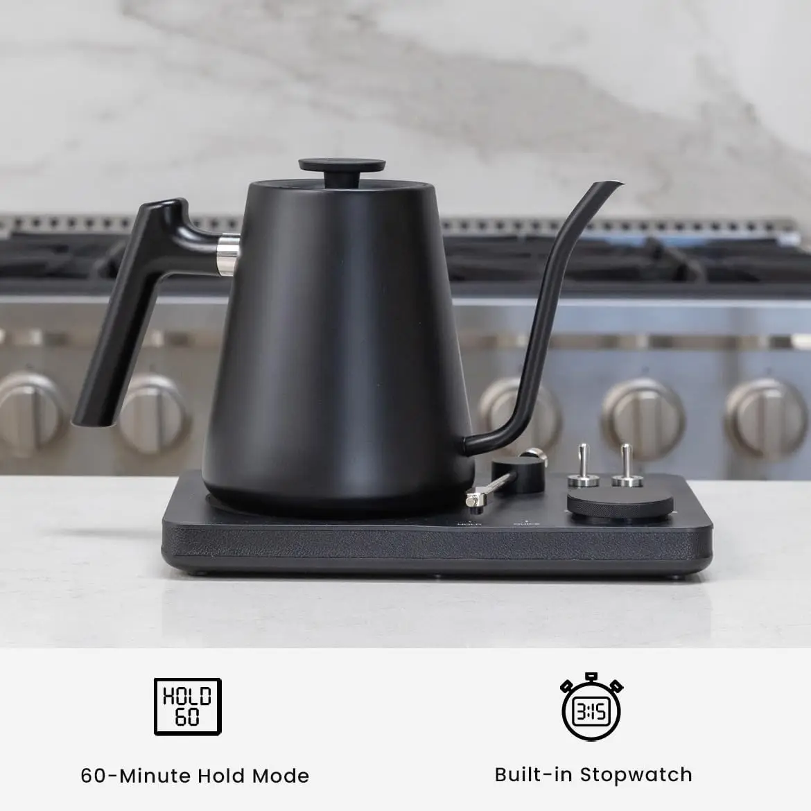 Kettle  Pour Over Coffee & Tea  Turntable Design Water Boiler Quick Heating & Temperature Control Black 5