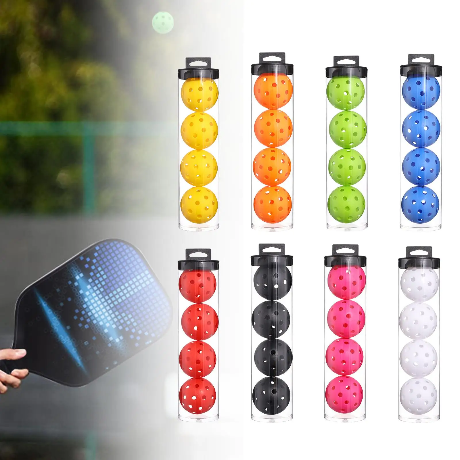 4 Pieces Pickleball Balls Super Hard Durable with 40 Small Precisely Drilled Holes 74mm for Sanctioned Tournament Play Outdoor