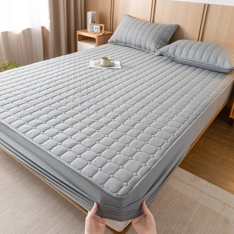 Winter Warm Quilted Mattress Cover Plush Thicken Soft Fit Sheet Single Double Queen Size Fitted Sheet With Elastic Band Sheet 6