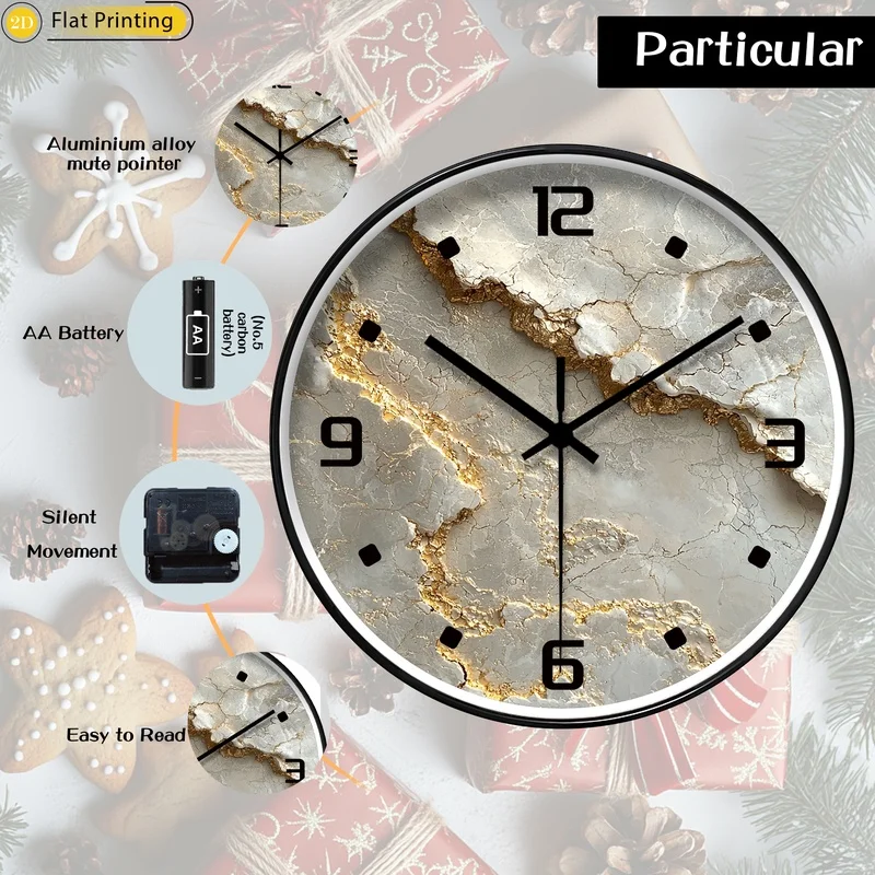 Marble Gold Wall Clock 6