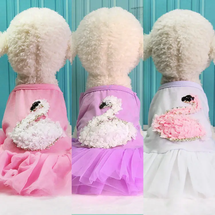 

Factory Direct Sales Pet Dog Clothes Teddy Spring/Summer New Swan Fairy Skirt
