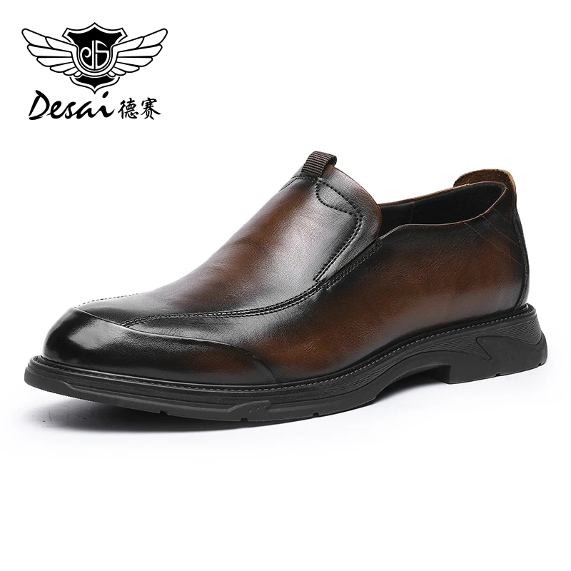 

DESAI Shoes For Men Casual Easy Wear Loafers Men Genuine Leather Fashion Metal Buckle Work Designer 2024 New Arrival
