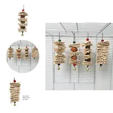 

Bird Bite Toy with Hanging Hook Long-lasting Natural Corn Husk Grass Chewing Skewer Toy Parrot Cage Toy Bird Chew Toy