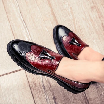 Men's loafers, fashionable low cut breathable formal shoes, comfortable anti slip business wedding party shoes 6