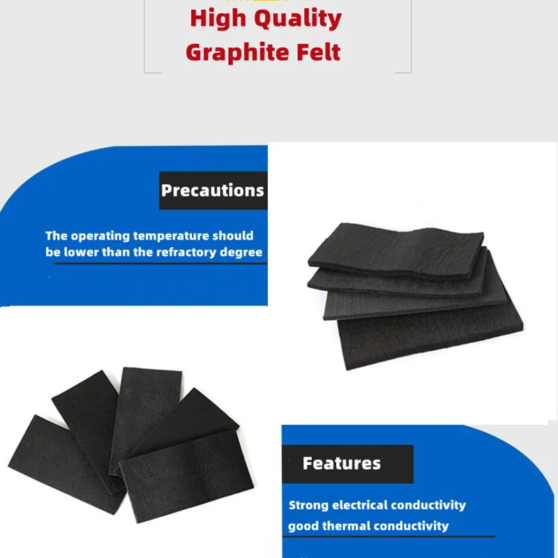 Soft Graphite Carbon Felt High Temperature Carbon Fiber Contamination Adsorption Cleaning 1Pcs carbon fiber felt