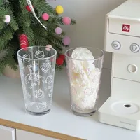 Mignon verre à eau en verre avec motif de chat kawaii, design attrayant, verre transparent pour femmes et adolescentes, cadeau pour un usage quotidien 3