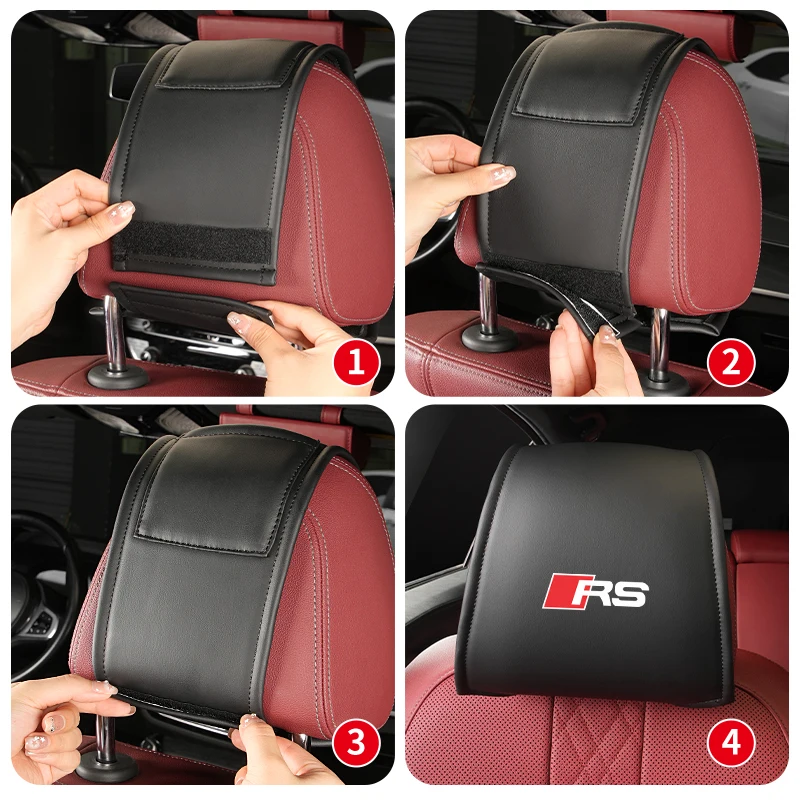자동차 액세서리 좌석 머리 받침 보호 커버, 아우디 RS5 RSQ3 RSQ8 RS3 RS4 S3 S4 RS6 RS7 S5 S6 S7 S8 A3 A4 A6 A5 Q5 A1, 2 개