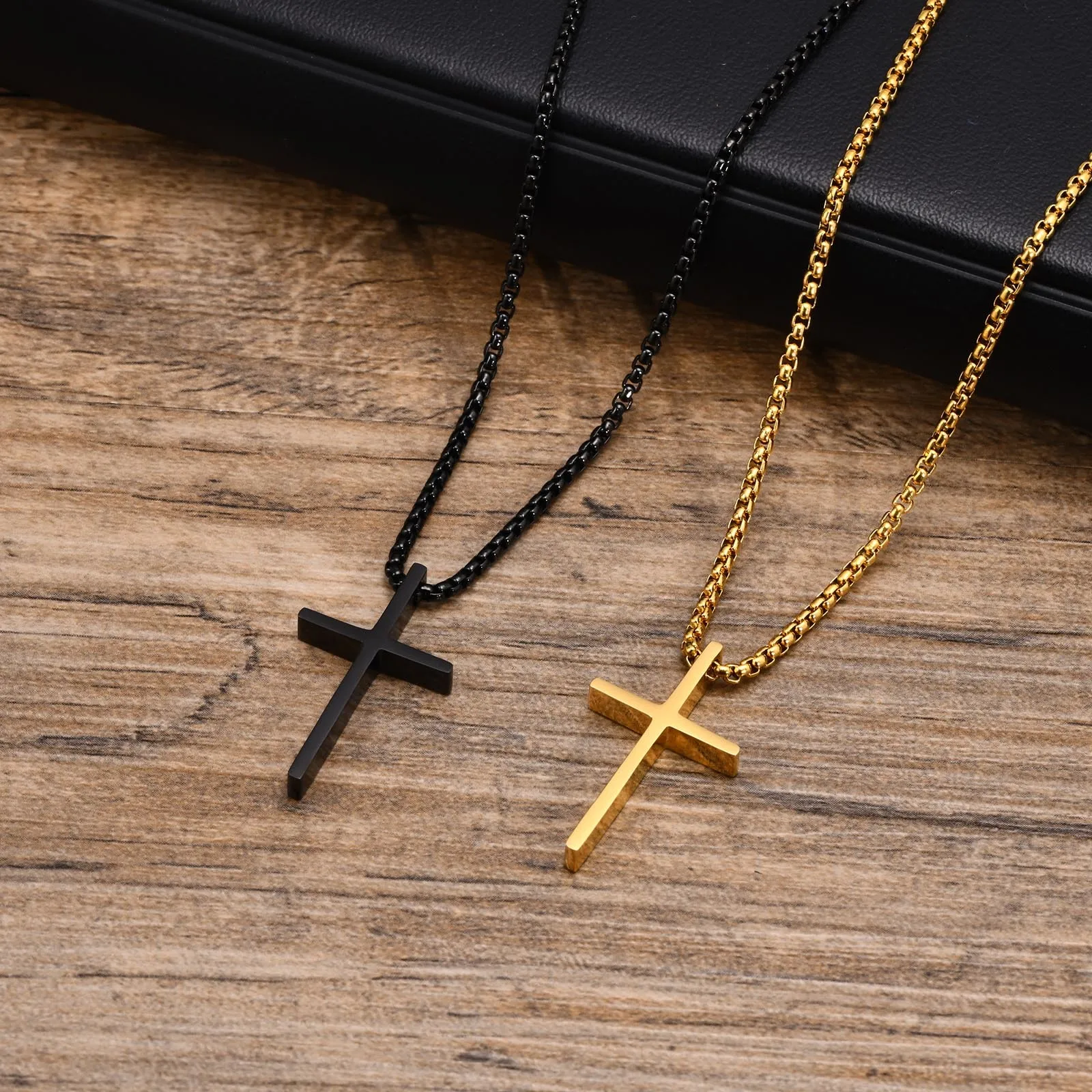 

Vnox Dropshipping Simple Unisex Cross Necklaces, Basic Stainless Steel Cross Pendant for Women Men,Christ Prayer Collar