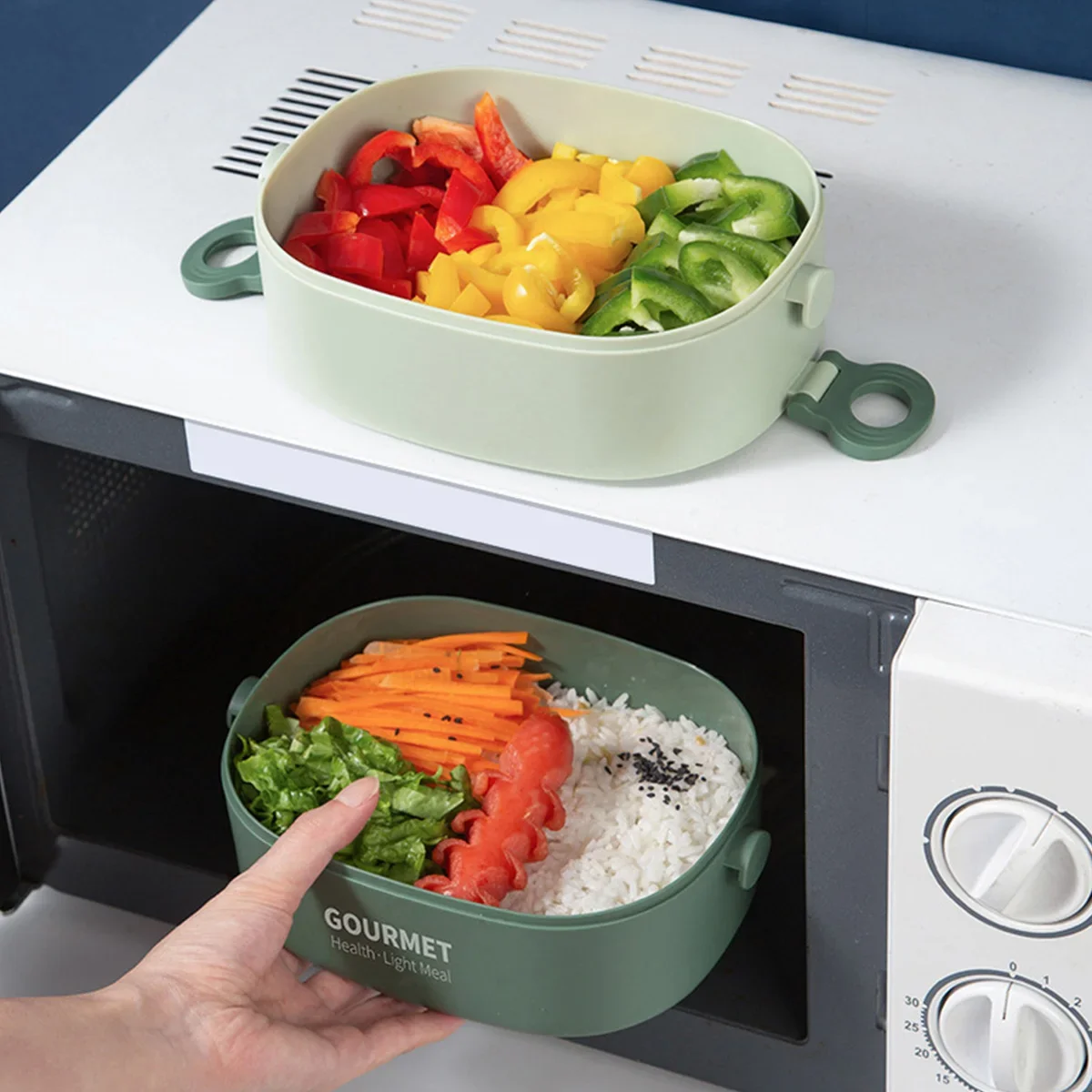 2000ML 3-Tier Lunch Box Stackable Bento Case Sealed Leak-proof Meal Box Microwave Safe Portable Students Workers Food Container