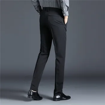 Suit Pants Men Straight Smart Casual Dress Pants Mens Solid Color Slim Elastic Formal Suit Trousers Four Seasons Mens Clothing 3