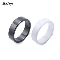 6mm Flat Black White Ceramic Rings For Women Men Minimalist Zirconia Jewelry Waterproof Simple Fashion Gift US Size 6 To 12 1