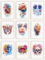 Human Anatomy Heart Brain Lungs Flower Muscles Skeleton Poster Art Canvas Painting Prints Wall Pictures Medical Office Decor
