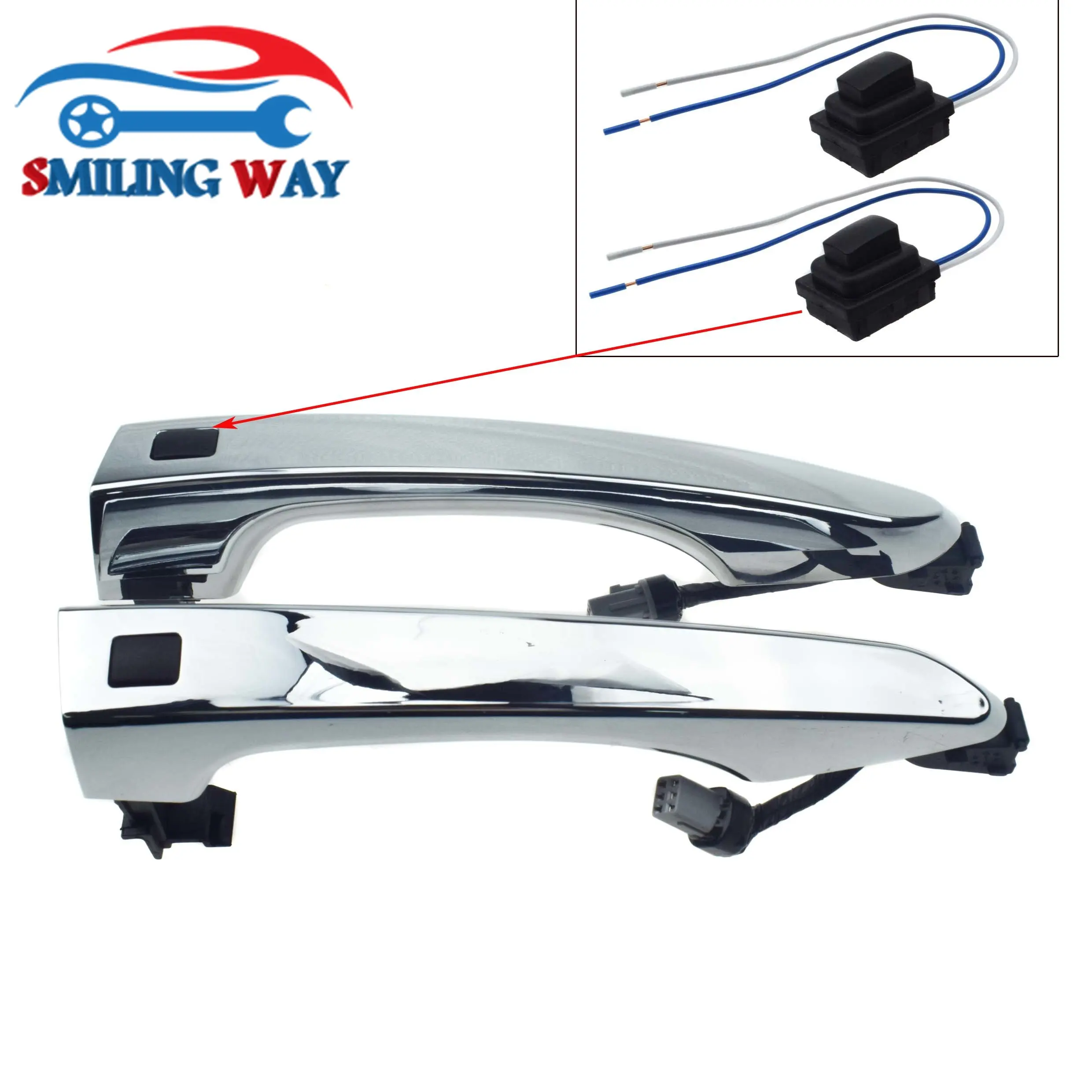 Exterior Front Left Right Door Handle Smart Key W/ Button Switch For Hyundai Tucson 2.0l 2.4l